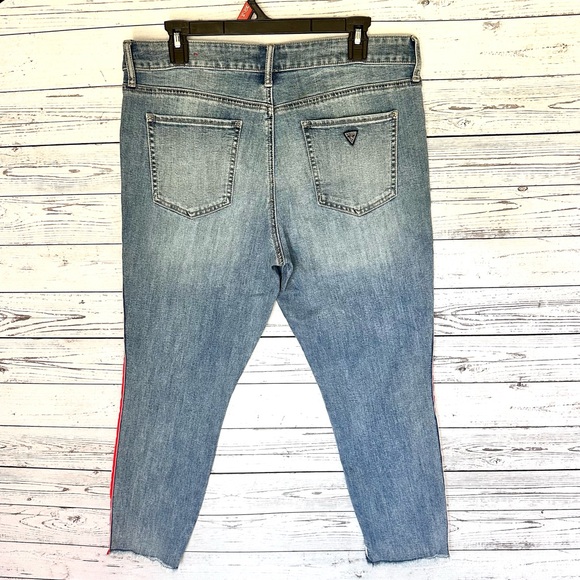 Guess Women's Denim Jeans With Red Stripe - Picture 6 of 9